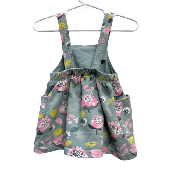 Oliver + Rain 100% Organic Cotton Overall Pinafore Dress Floral Size 9 Months - Picture 2 of 9